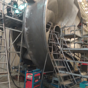Francis Turbine being welded with CHROMECORE M 410NiMo G scaled Francis Turbine being welded with CHROMECORE M 410NiMo G scaled