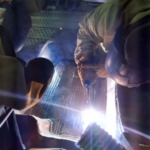 Welding GAMMA 182 during Kiln Tyre repair Welding GAMMA 182 during Kiln Tyre repair