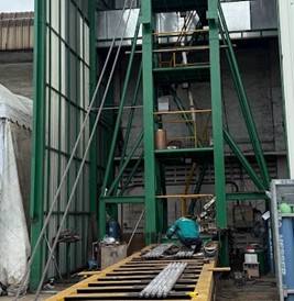 Boiler panels being set up for repair on the new station.