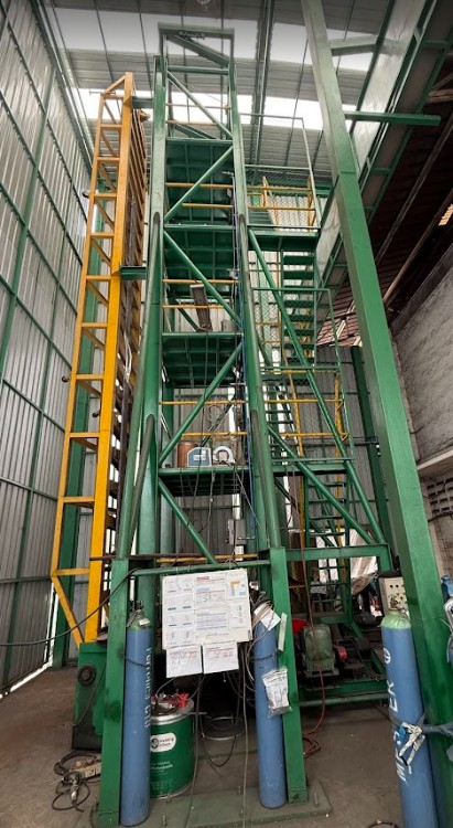 Image of the new cladding tower in situ.